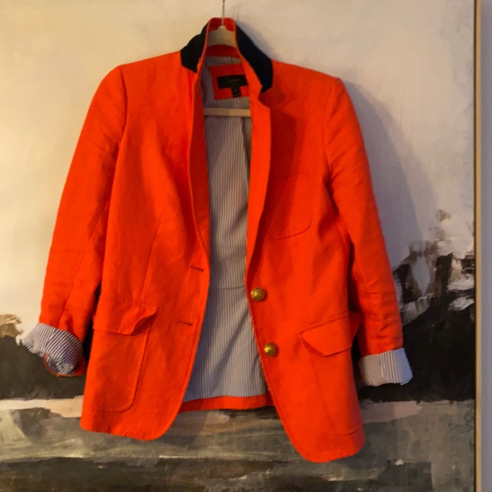 Stunning and stylish burnt Orange j crew linen blazer. Size 4